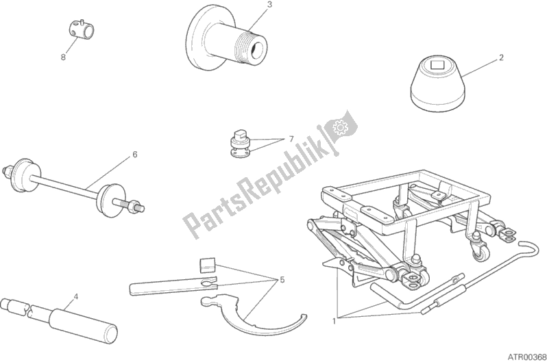 All parts for the Workshop Service Tools (frame) of the Ducati Supersport S Thailand 950 2018
